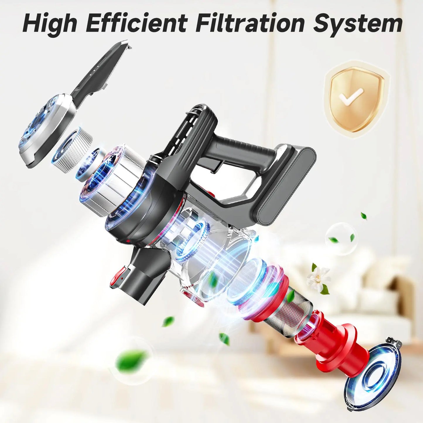 XINSHE A7 Cordless Vacuum Cleaner – Powerful Suction, Long Battery Life & Tangle-Free for Carpets, Hard Floors & Cars